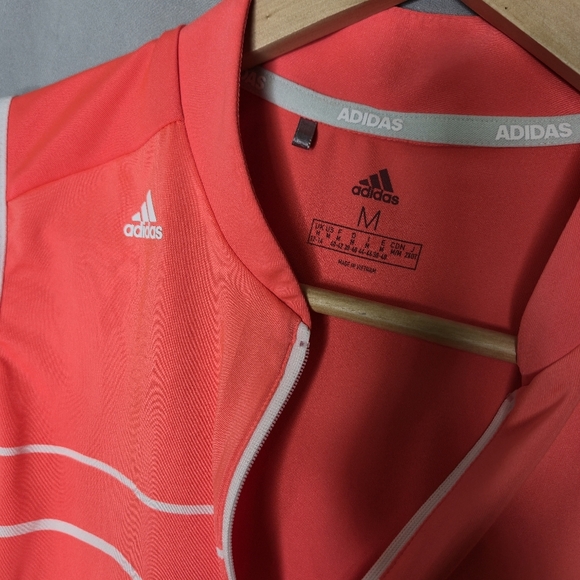 Adidas Women Golf Engineered Orange Stripe Sleeveless Polo Shirt Size M - Picture 5 of 6